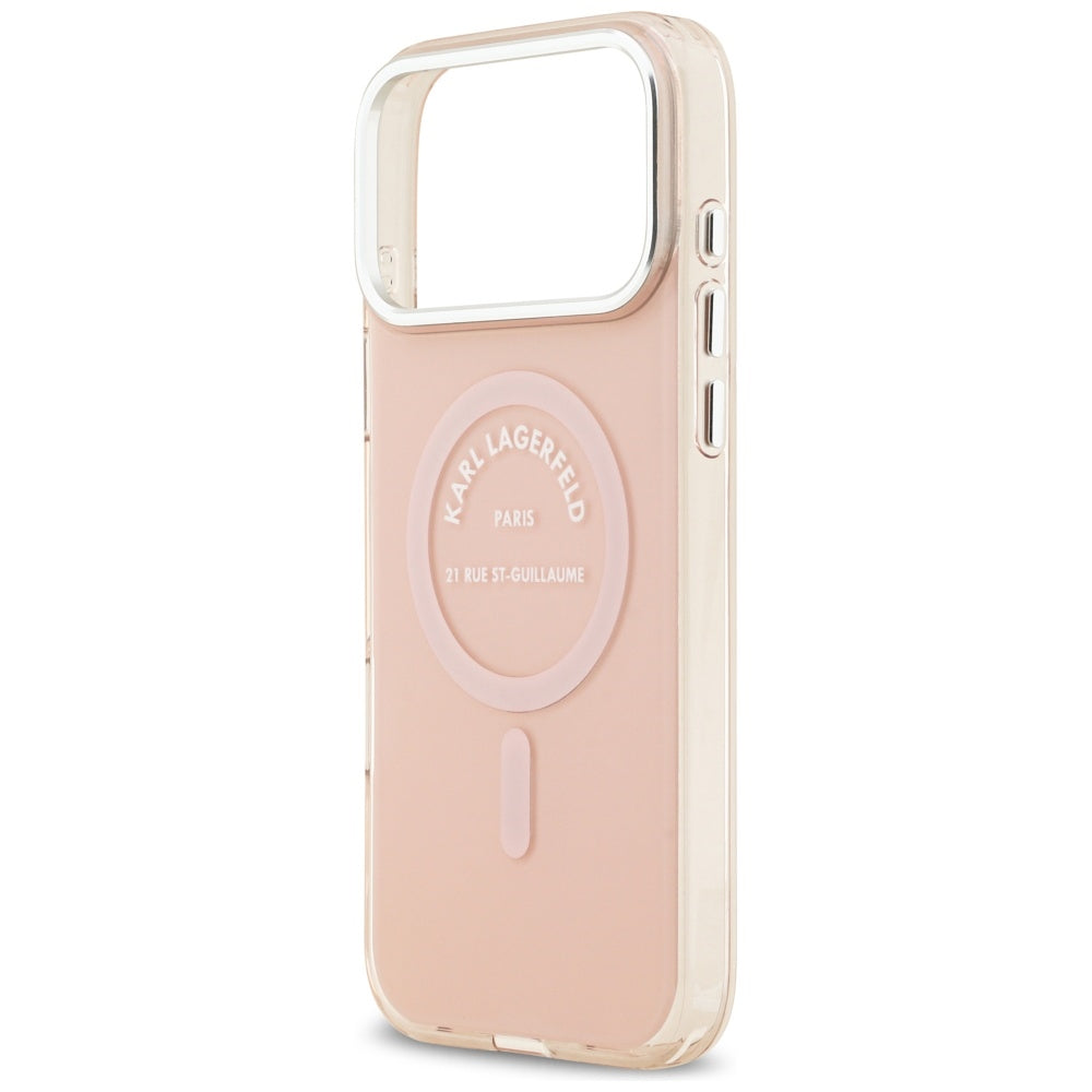Husa MagSafe pentru Apple iPhone 17 Pro Max, Karl Lagerfeld, IML Logo RSG, Roz