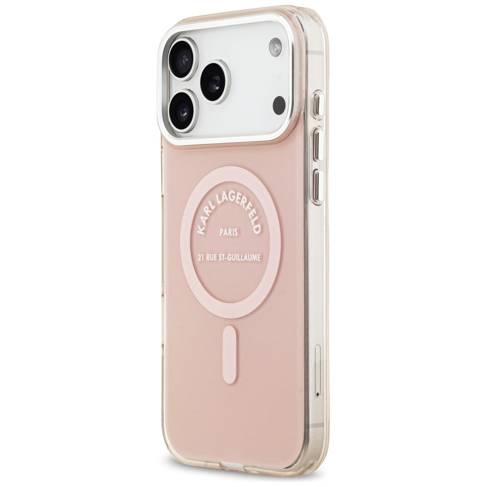 Husa MagSafe pentru Apple iPhone 17 Pro Max, Karl Lagerfeld, IML Logo RSG, Roz