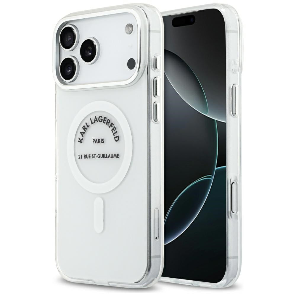 Husa MagSafe pentru Apple iPhone 17 Pro Max, Karl Lagerfeld, IML Logo RSG, Transparenta