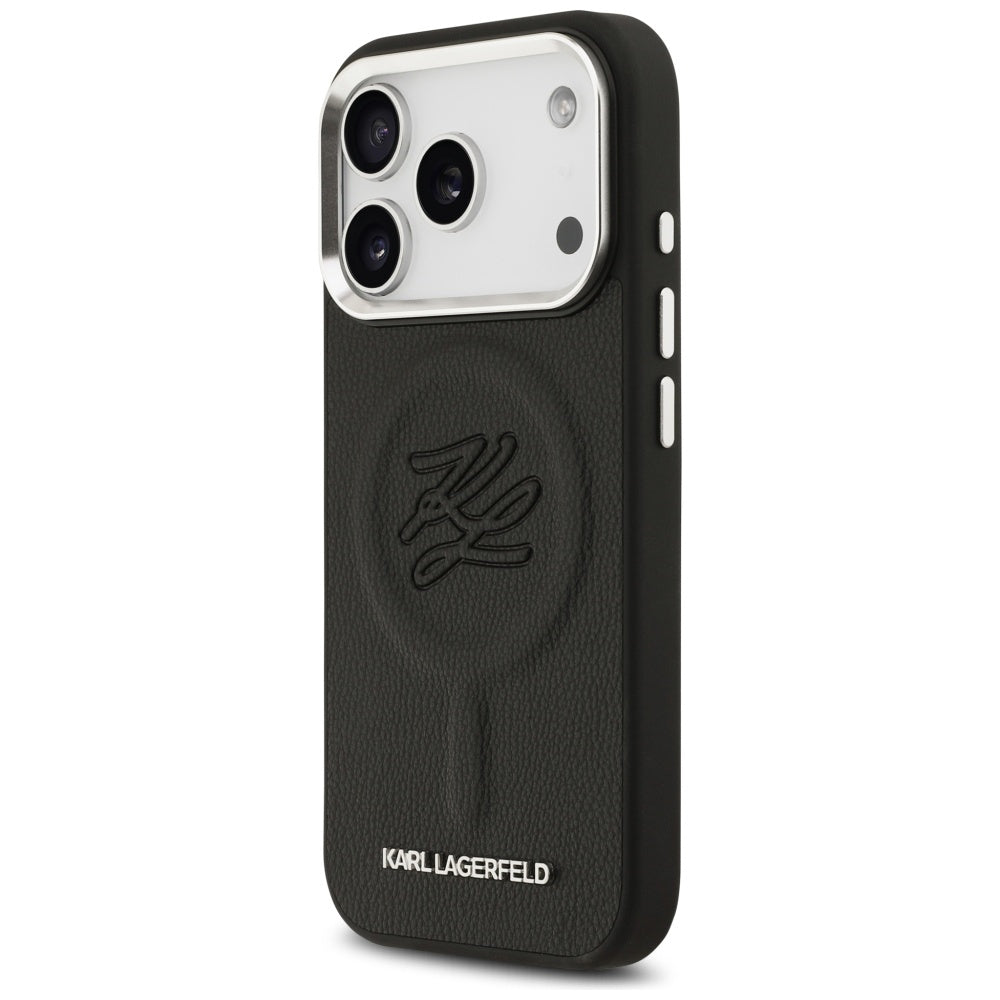 Husa MagSafe pentru Apple iPhone 17 Pro Max, Karl Lagerfeld, Initial & Metal Logo , Neagra