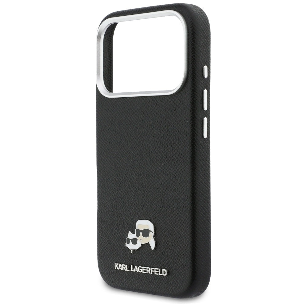 Husa MagSafe pentru Apple iPhone 17 Pro Max, Karl Lagerfeld, Karl & Choupette Head's Pin, Neagra