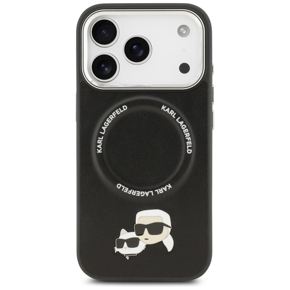 Husa MagSafe pentru Apple iPhone 17 Pro Max, Karl Lagerfeld, Karl & Choupette Pins, Neagra