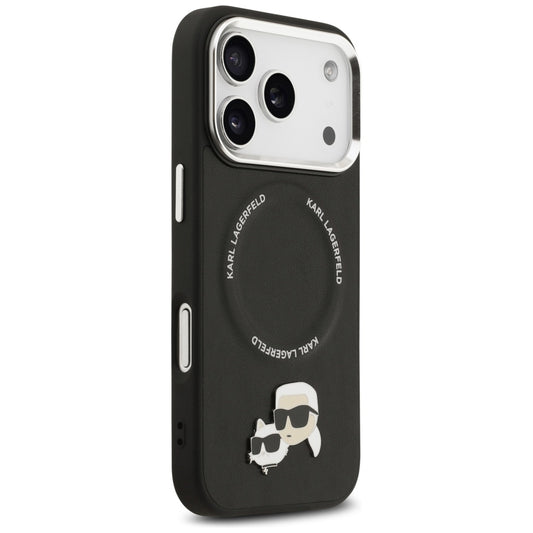 Husa MagSafe pentru Apple iPhone 17 Pro Max, Karl Lagerfeld, Karl & Choupette Pins, Neagra