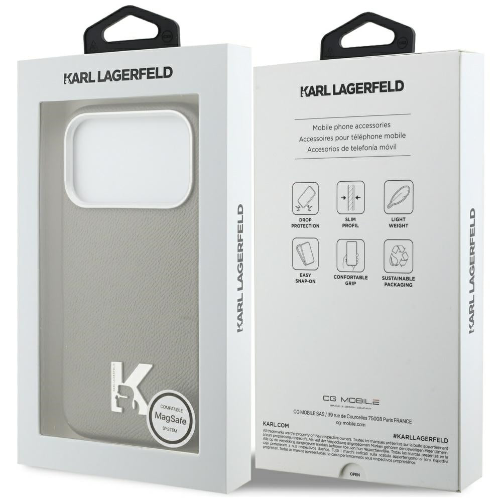 Husa MagSafe pentru Apple iPhone 17 Pro Max, Karl Lagerfeld, Karl Head Logo, Gri