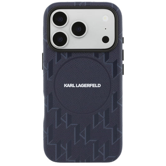 Husa MagSafe pentru Apple iPhone 17 Pro Max, Karl Lagerfeld, KL Monogram Logo, Albastra