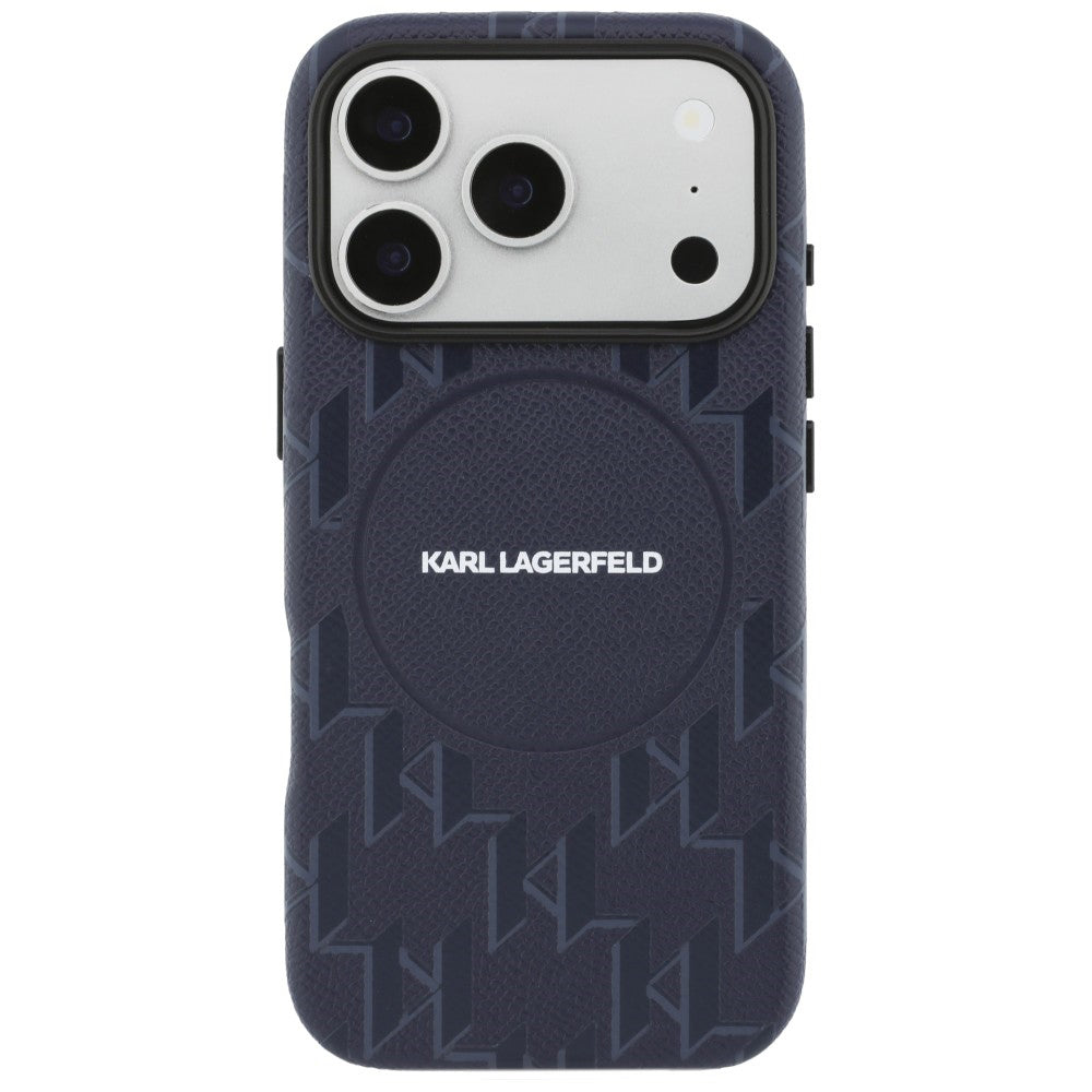 Husa MagSafe pentru Apple iPhone 17 Pro Max, Karl Lagerfeld, KL Monogram Logo, Albastra