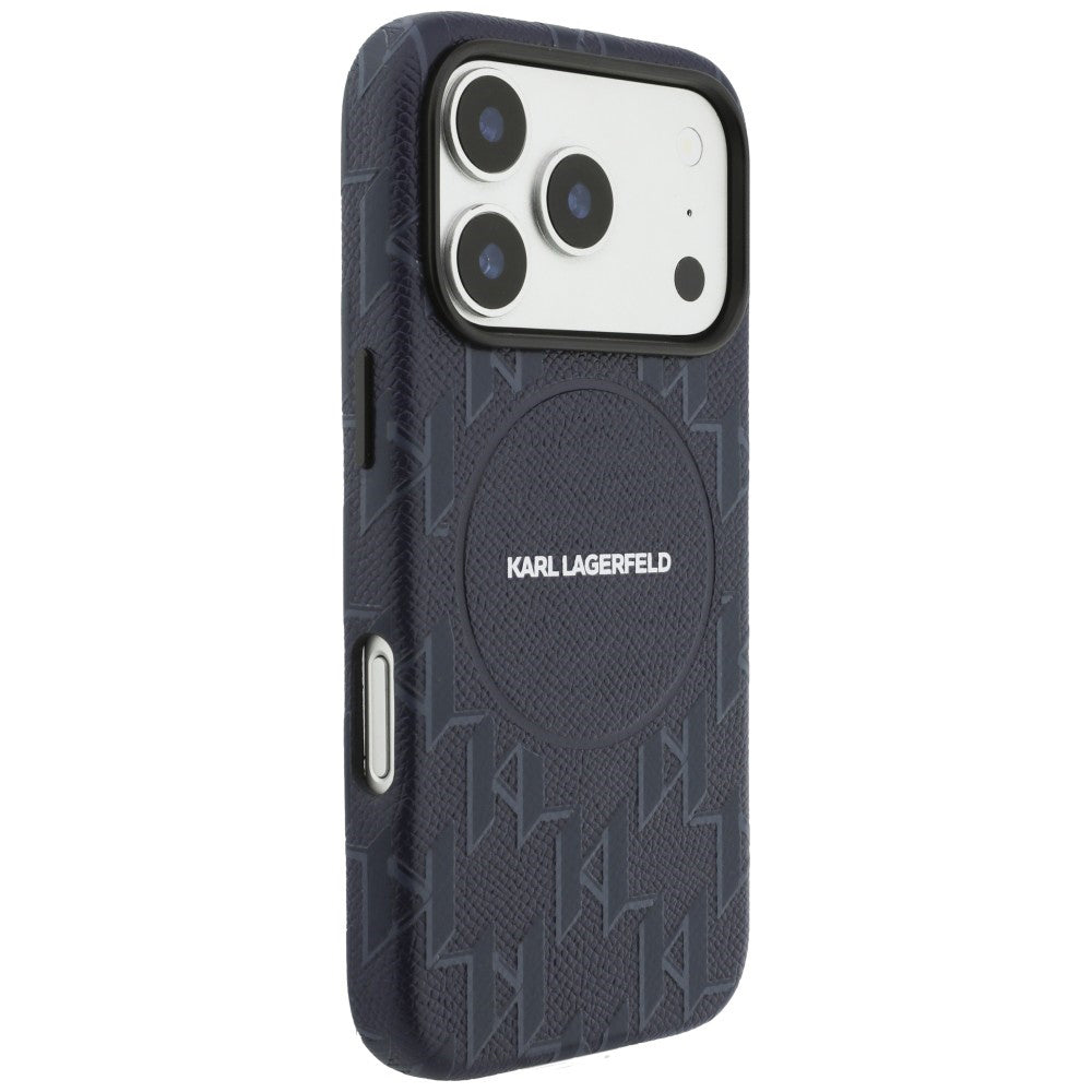 Husa MagSafe pentru Apple iPhone 17 Pro Max, Karl Lagerfeld, KL Monogram Logo, Albastra