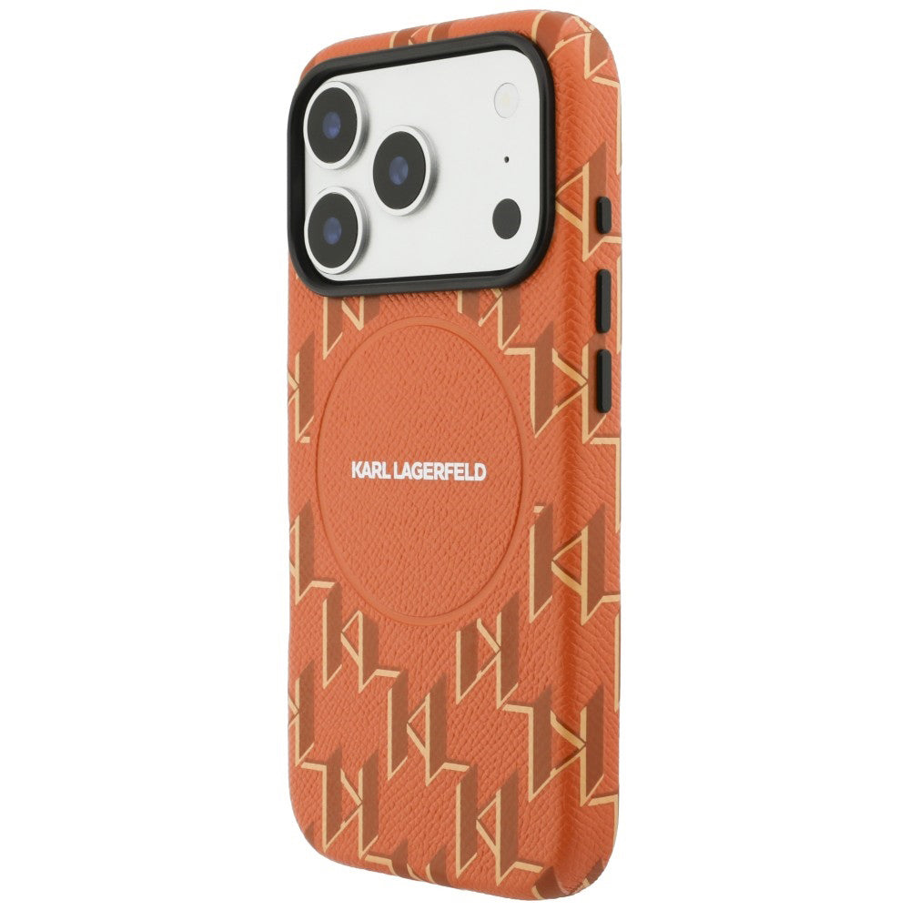 Husa MagSafe pentru Apple iPhone 17 Pro Max, Karl Lagerfeld, KL Monogram Logo, Portocalie