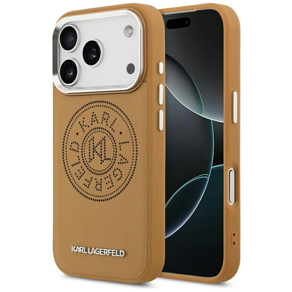 Husa MagSafe pentru Apple iPhone 17 Pro Max, Karl Lagerfeld, Point & Metal Logo, Maro