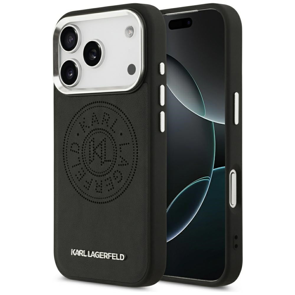 Husa MagSafe pentru Apple iPhone 17 Pro Max, Karl Lagerfeld, Point & Metal Logo, Neagra