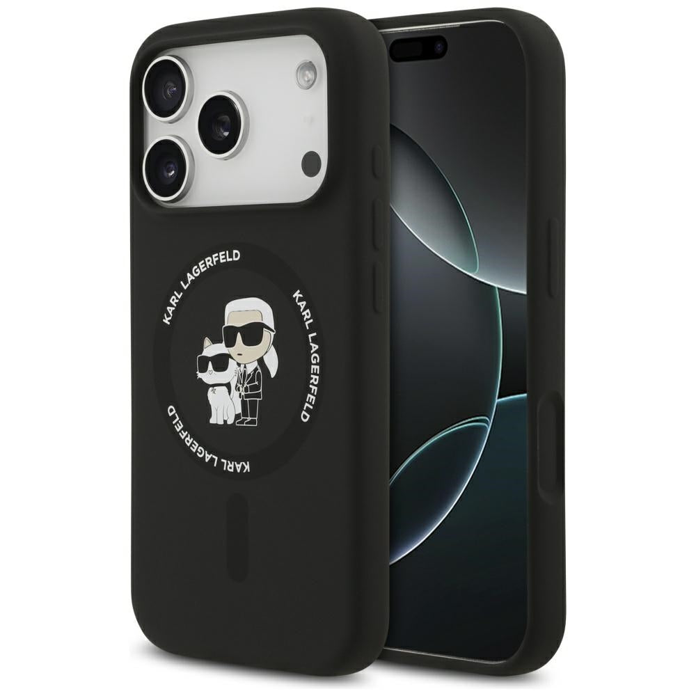 Husa MagSafe pentru Apple iPhone 17 Pro Max, Karl Lagerfeld, Ring Karl & Choupette, Neagra
