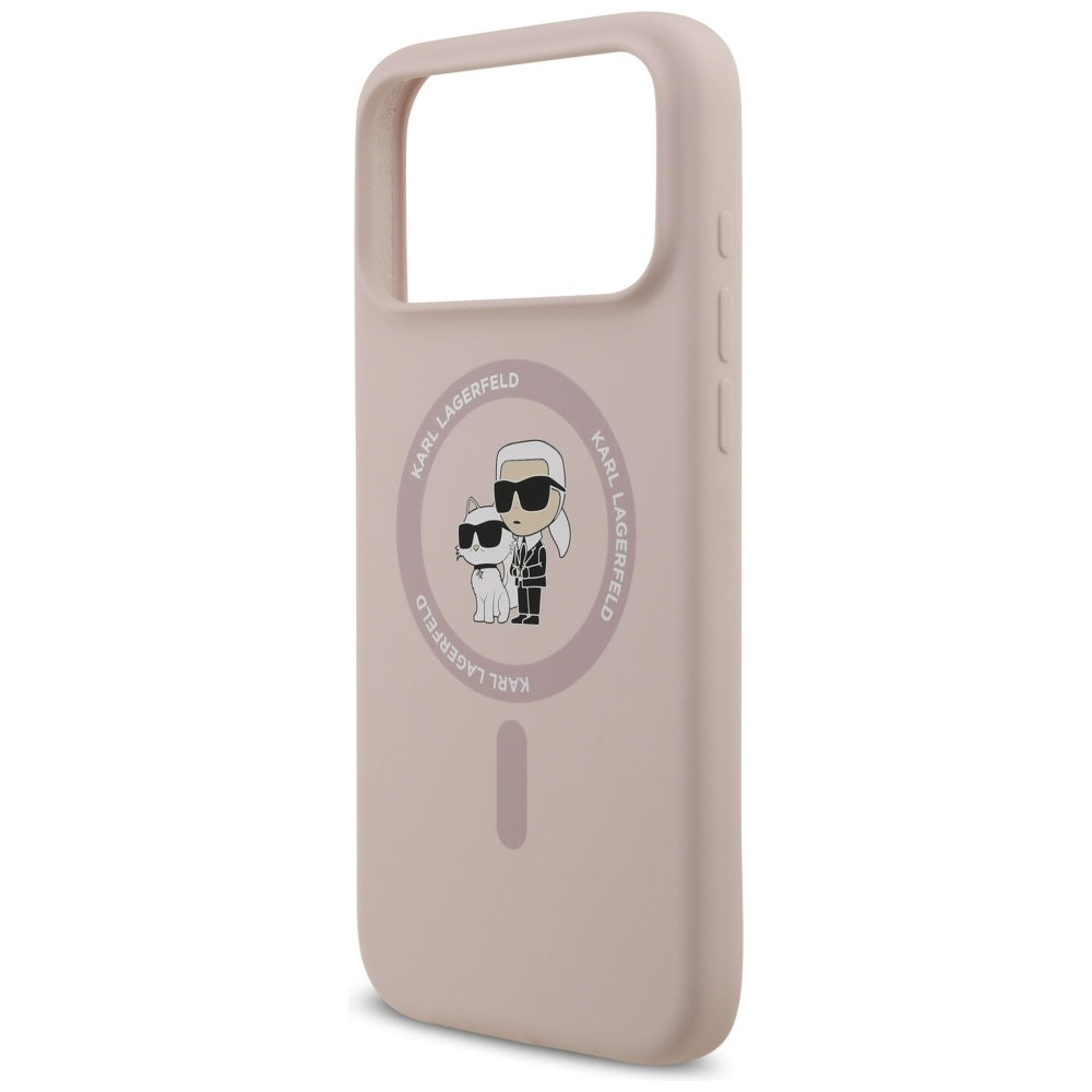 Husa MagSafe pentru Apple iPhone 17 Pro Max, Karl Lagerfeld, Ring Karl & Choupette, Roz