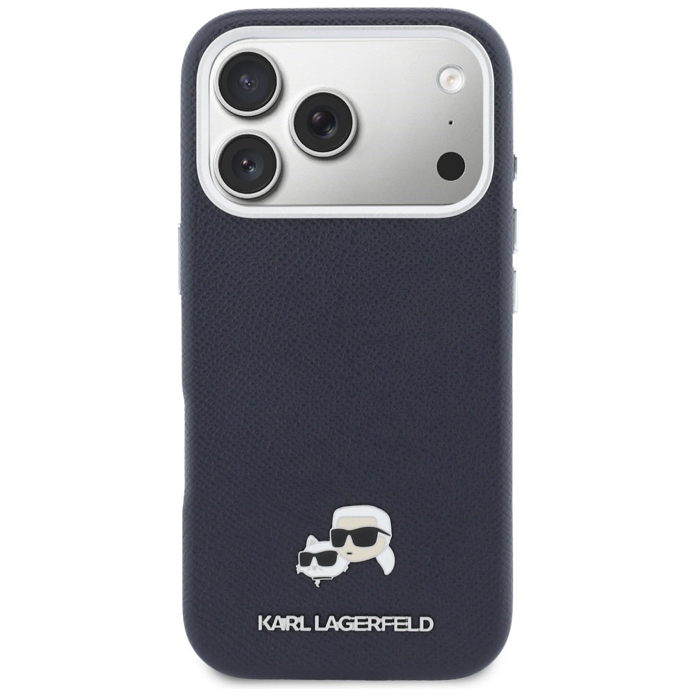 Husa MagSafe pentru Apple iPhone 17 Pro Max, Karl Lagerfeld, Saffiano Karl & Choupette Pins, Albastra