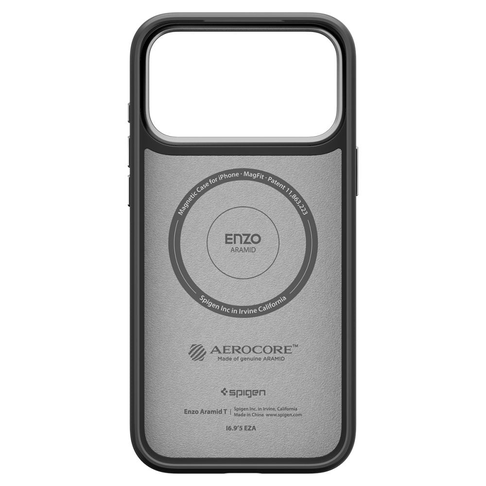 Husa MagSafe pentru Apple iPhone 17 Pro Max, Spigen, Enzo Aramid T, Neagra Argintie