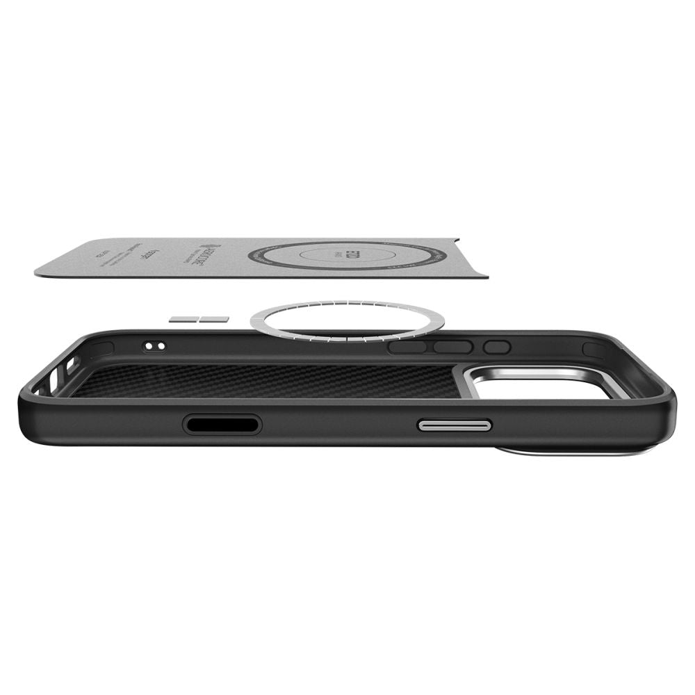 Husa MagSafe pentru Apple iPhone 17 Pro Max, Spigen, Enzo Aramid T, Neagra Argintie