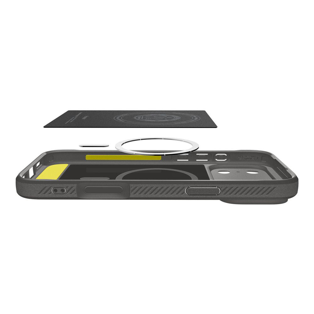 Husa MagSafe pentru Apple iPhone 17 Pro Max, Spigen, Rugged Armor, Gri ACS10264