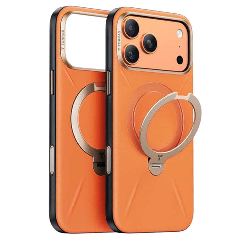 Husa MagSafe pentru Apple iPhone 17 Pro Max, Torras, QPRO Leather, Portocalie