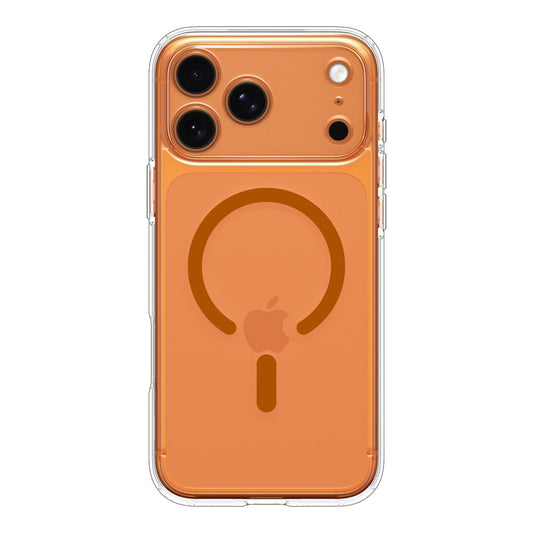 Husa MagSafe pentru Apple iPhone 17 Pro, Spigen, Ultra Hybrid, Transparenta Portocalie ACS11112