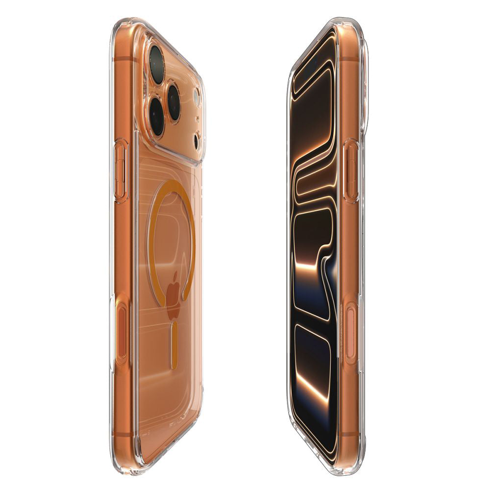 Husa MagSafe pentru Apple iPhone 17 Pro, Spigen, Ultra Hybrid, Transparenta Portocalie ACS11112