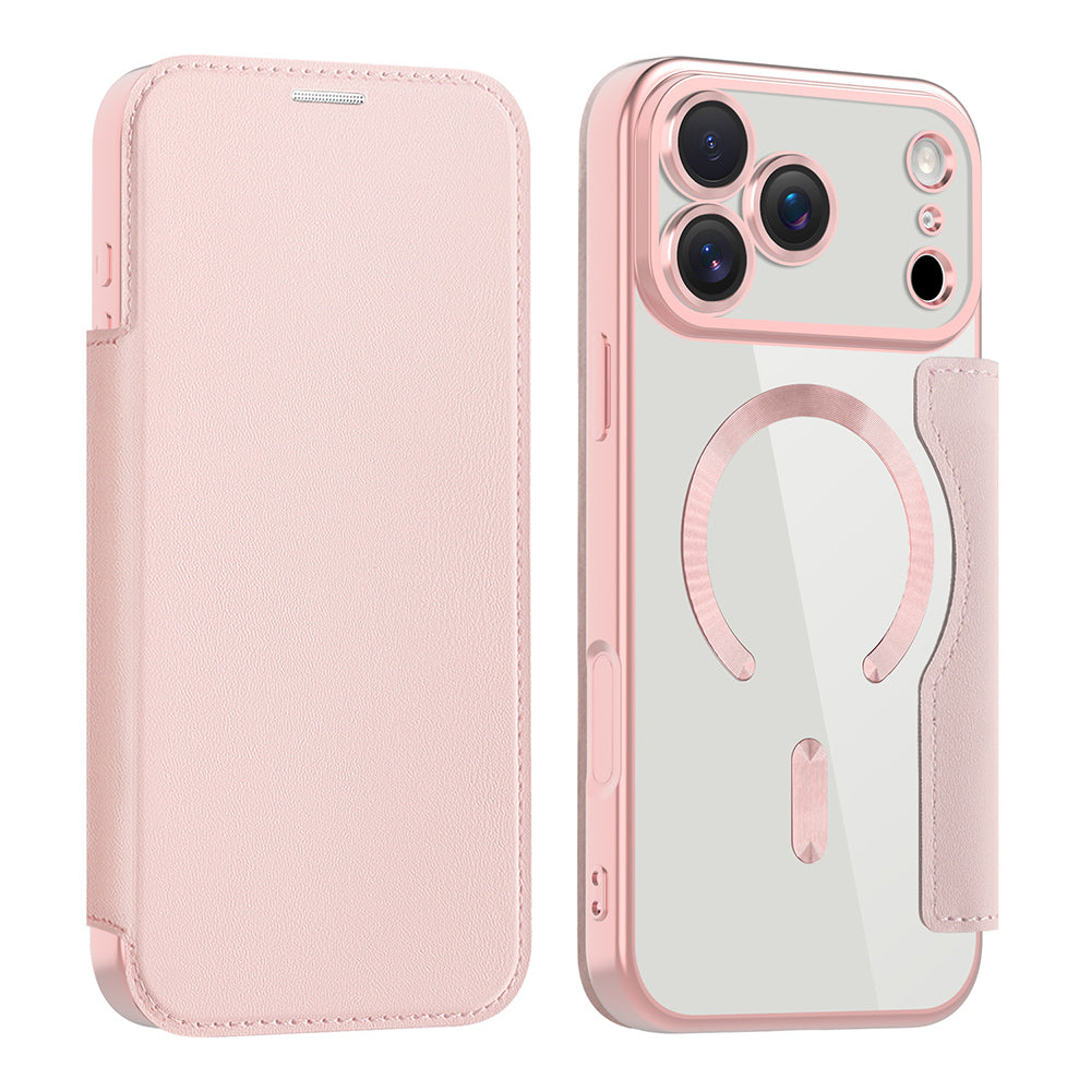 Husa MagSafe pentru Apple iPhone 17 Pro, Techsuit, SmartMag Book, Roz