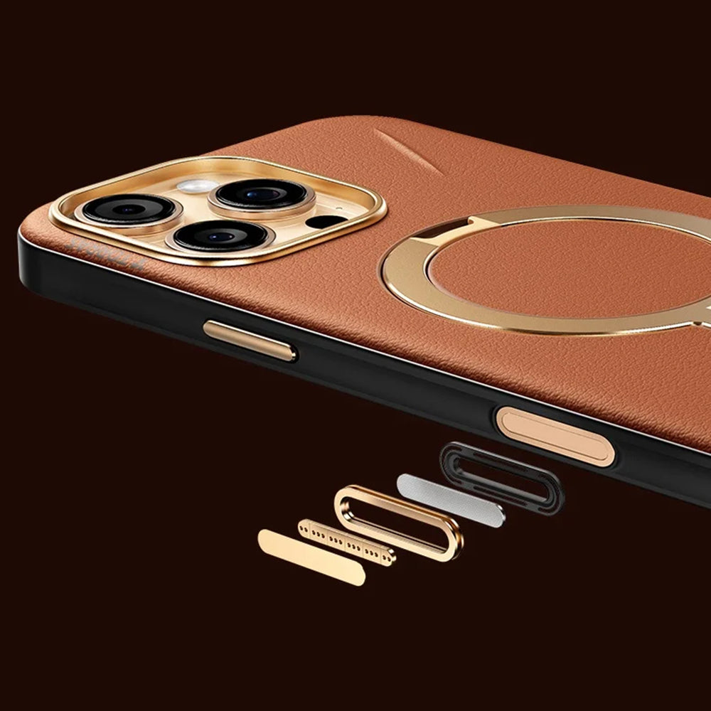 Husa MagSafe pentru Apple iPhone 17 Pro, Torras, QPRO Leather, Maro