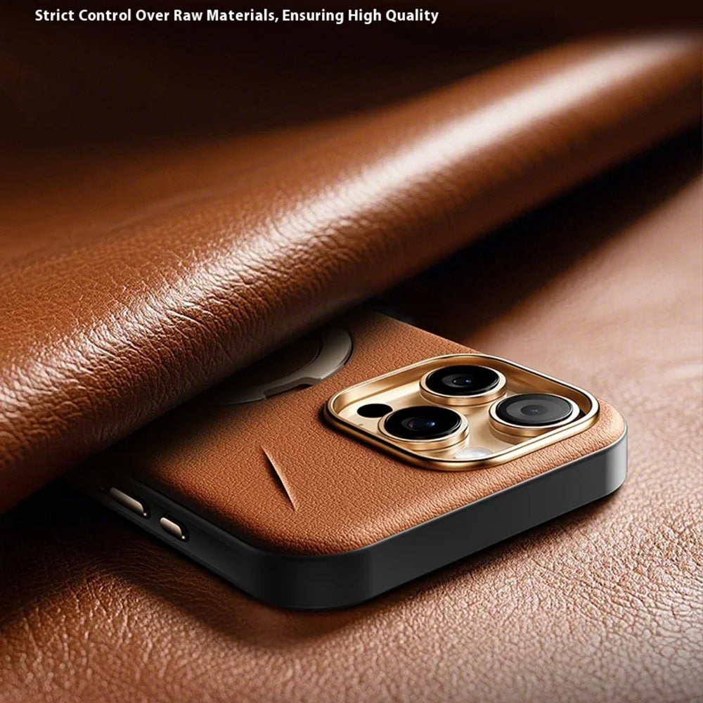 Husa MagSafe pentru Apple iPhone 17 Pro, Torras, QPRO Leather, Maro