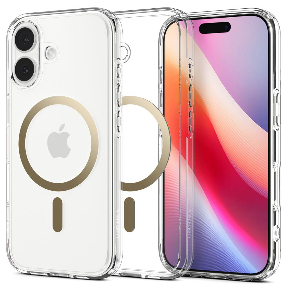 Husa MagSafe pentru Apple iPhone 17, Spigen, Ultra Hybrid, Aurie Transparenta ACS10382