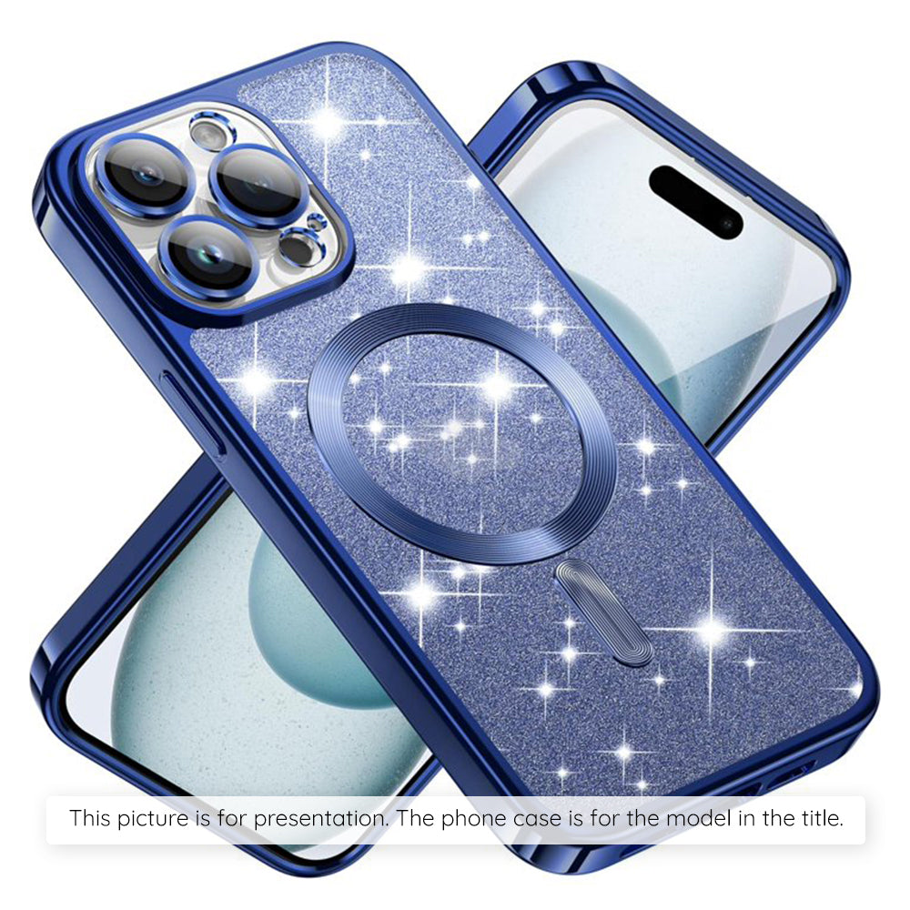 Husa MagSafe pentru Apple iPhone 17, Techsuit, Luxury Glitter, Albastra Inchis