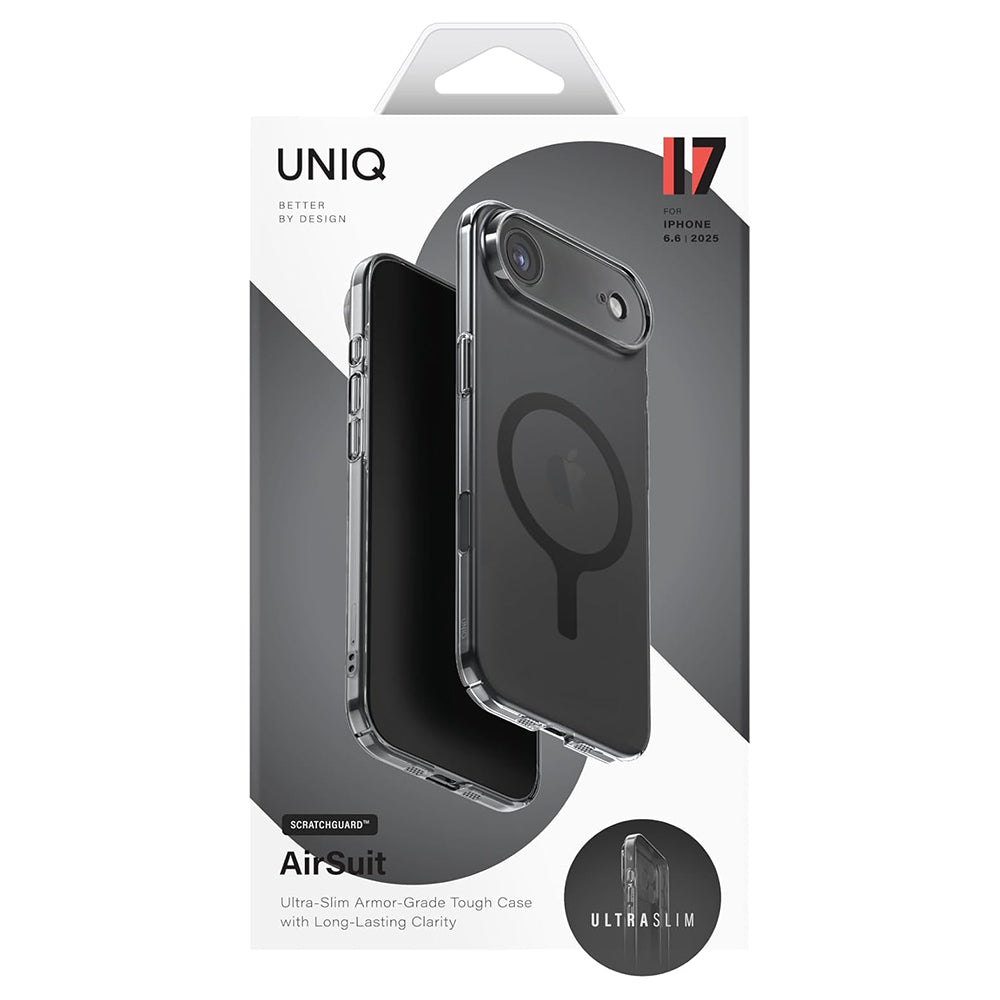 Husa MagSafe pentru Apple iPhone 17, UNIQ, AirSuit MagClick, Neagra