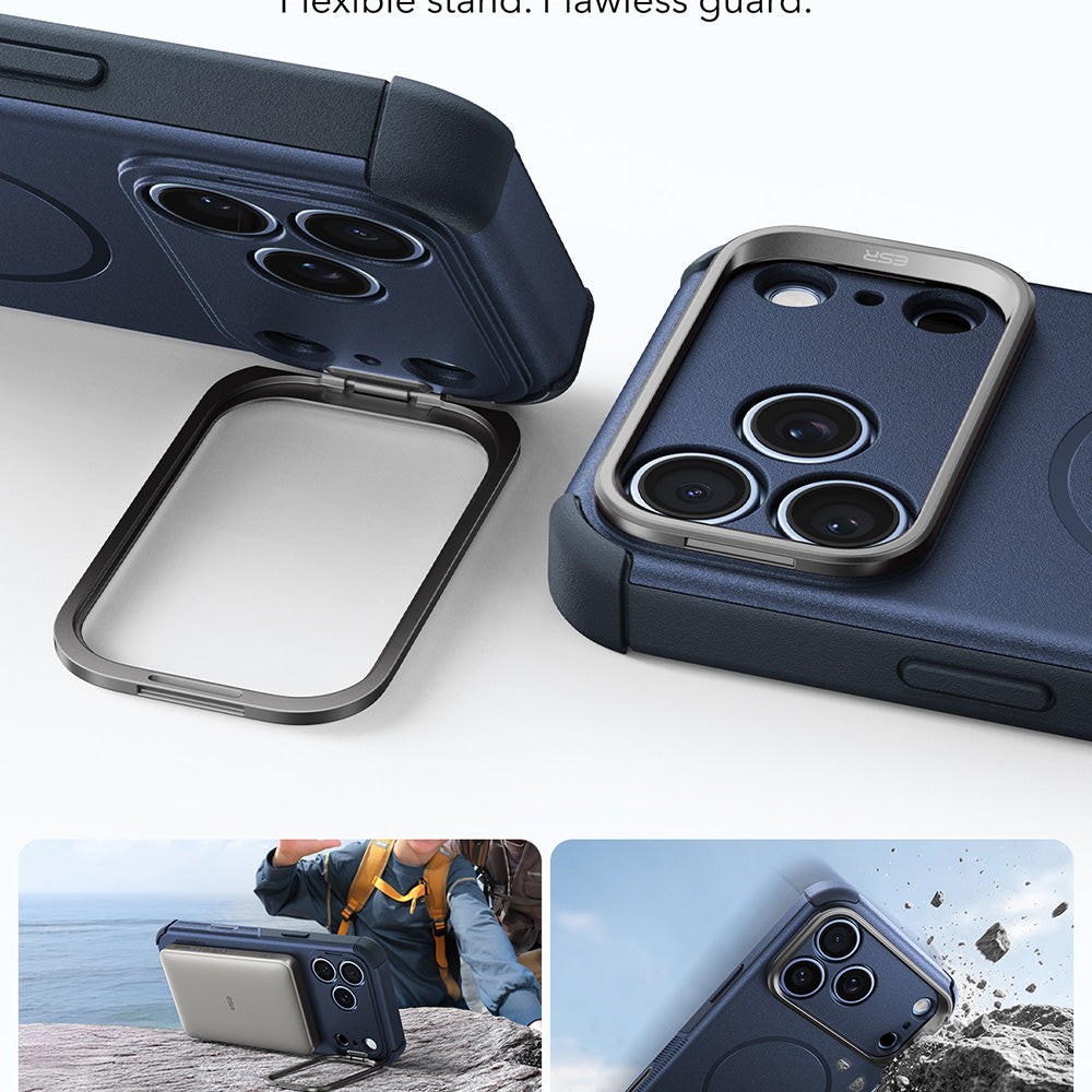 Husa MagSafe pentru Apple iPhone 18 Pro / 17 Pro, ESR, Cyber Armor Kickstand, Albastra