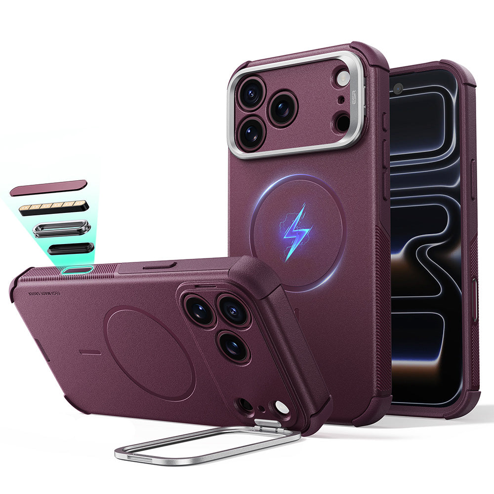 Husa MagSafe pentru Apple iPhone 18 Pro / 17 Pro, ESR, Cyber Armor Kickstand, Visinie Inchis Satinata
