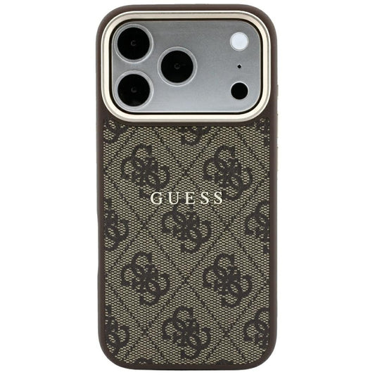Husa MagSafe pentru Apple iPhone 18 Pro / 17 Pro, Guess, 4G Embossed Classic, Maro