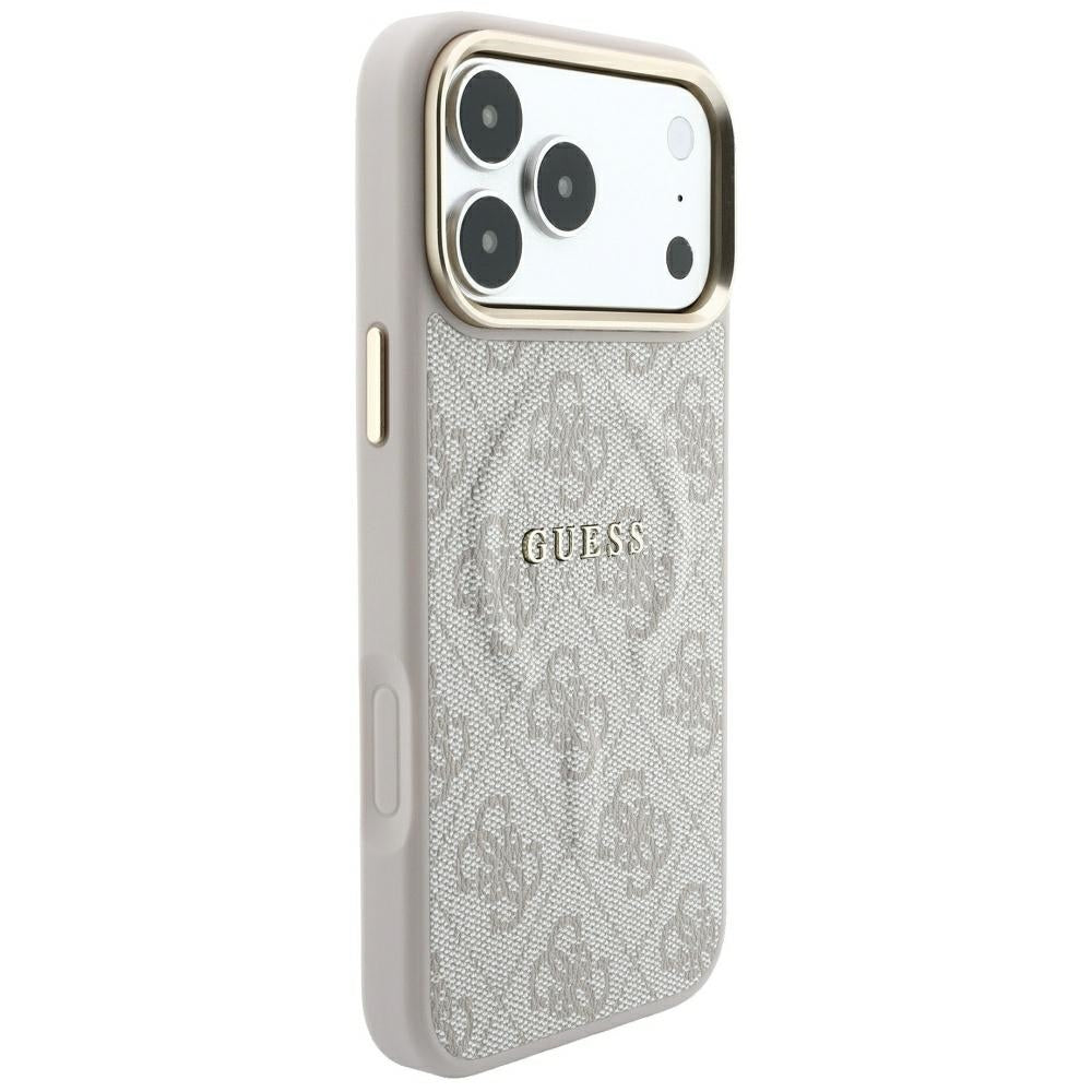 Husa MagSafe pentru Apple iPhone 18 Pro / 17 Pro, Guess, 4G Embossed Classic, Roz