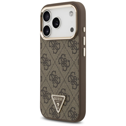 Husa MagSafe pentru Apple iPhone 18 Pro / 17 Pro, Guess, 4G Triangle Logo, Maro
