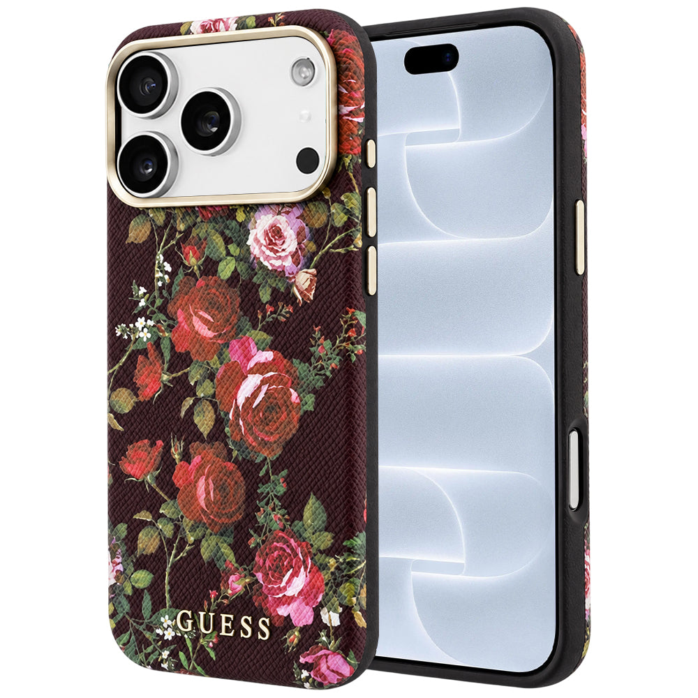 Husa MagSafe pentru Apple iPhone 18 Pro / 17 Pro, Guess, Blossom Roses Print, Visinie