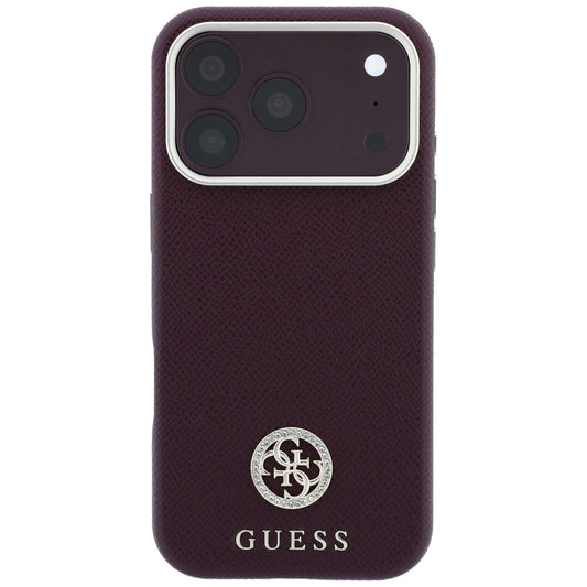 Husa MagSafe pentru Apple iPhone 18 Pro / 17 Pro, Guess, Grained Round Strass Logo, Visinie