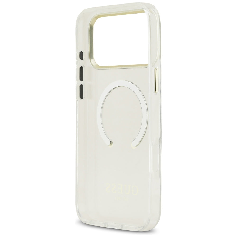 Husa MagSafe pentru Apple iPhone 18 Pro / 17 Pro, Guess, Metal Outline, Aurie