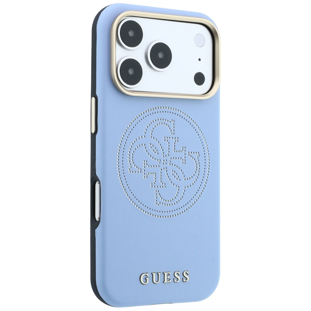 Husa MagSafe pentru Apple iPhone 18 Pro / 17 Pro, Guess, Perforated 4G, Bleu