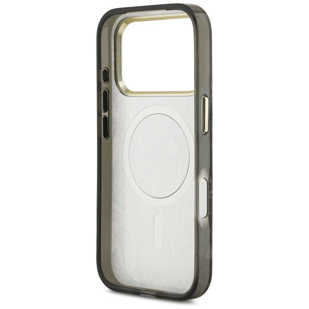 Husa MagSafe pentru Apple iPhone 18 Pro / 17 Pro, Guess, Python Pattern, Neagra