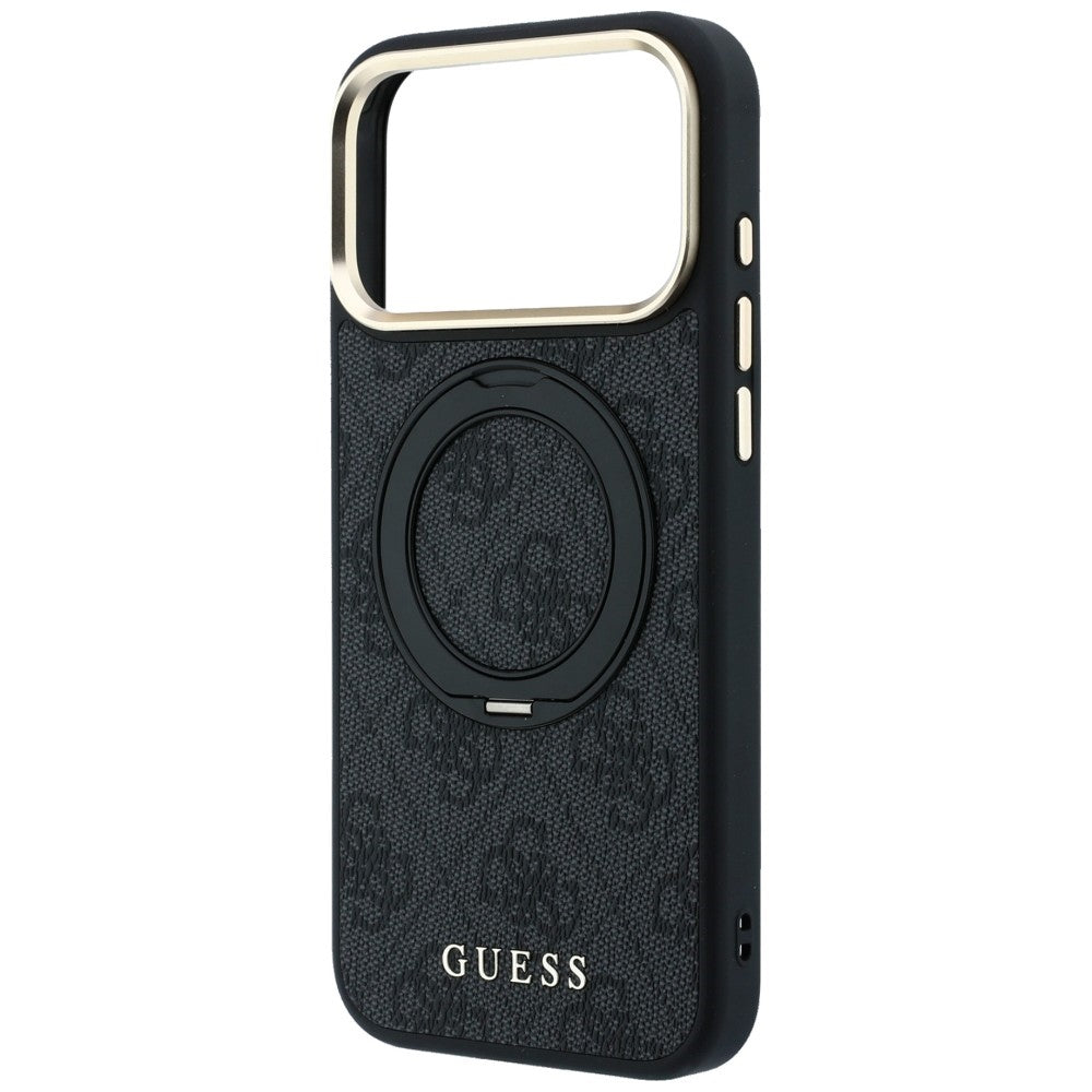 Husa MagSafe pentru Apple iPhone 18 Pro / 17 Pro, Guess, Ring Stand Classic Logo, Neagra