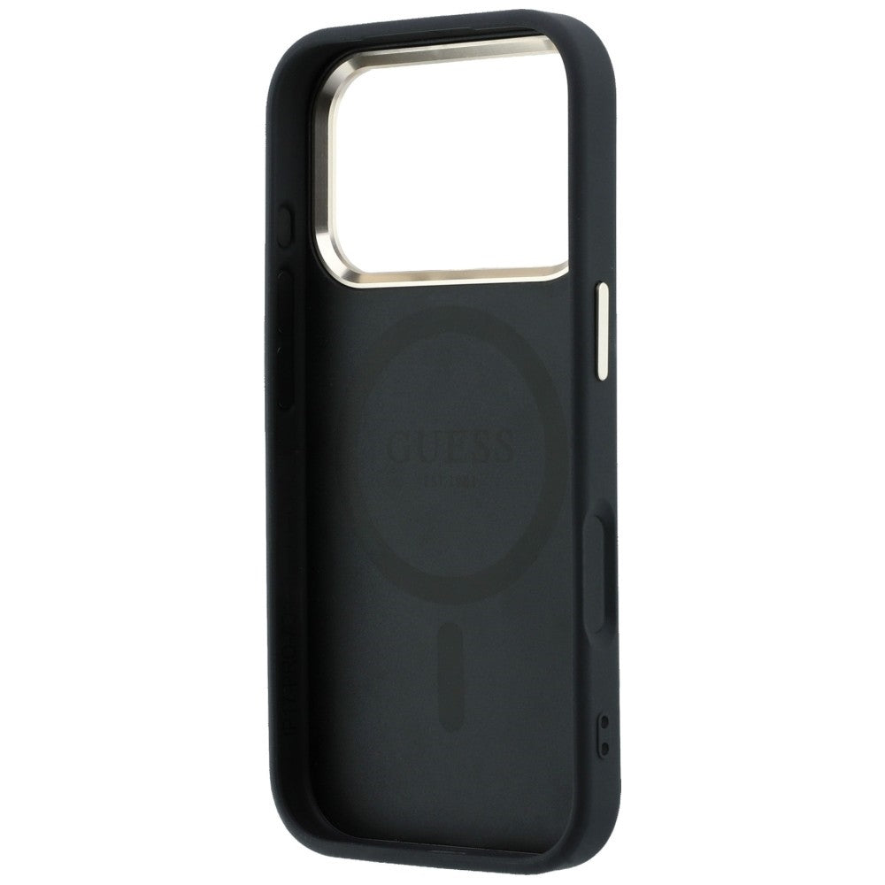 Husa MagSafe pentru Apple iPhone 18 Pro / 17 Pro, Guess, Saffiano Small 4G Classic, Neagra