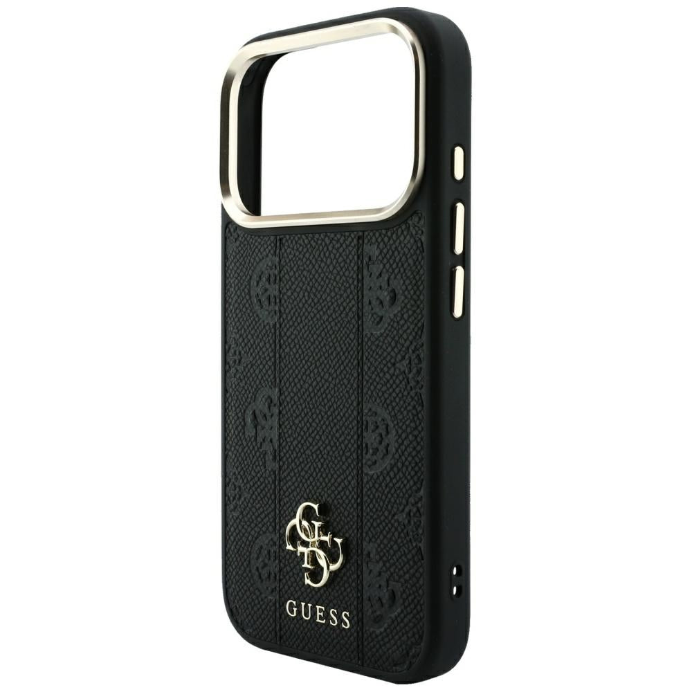 Husa MagSafe pentru Apple iPhone 18 Pro / 17 Pro, Guess, Stripe Peony 4G, Neagra