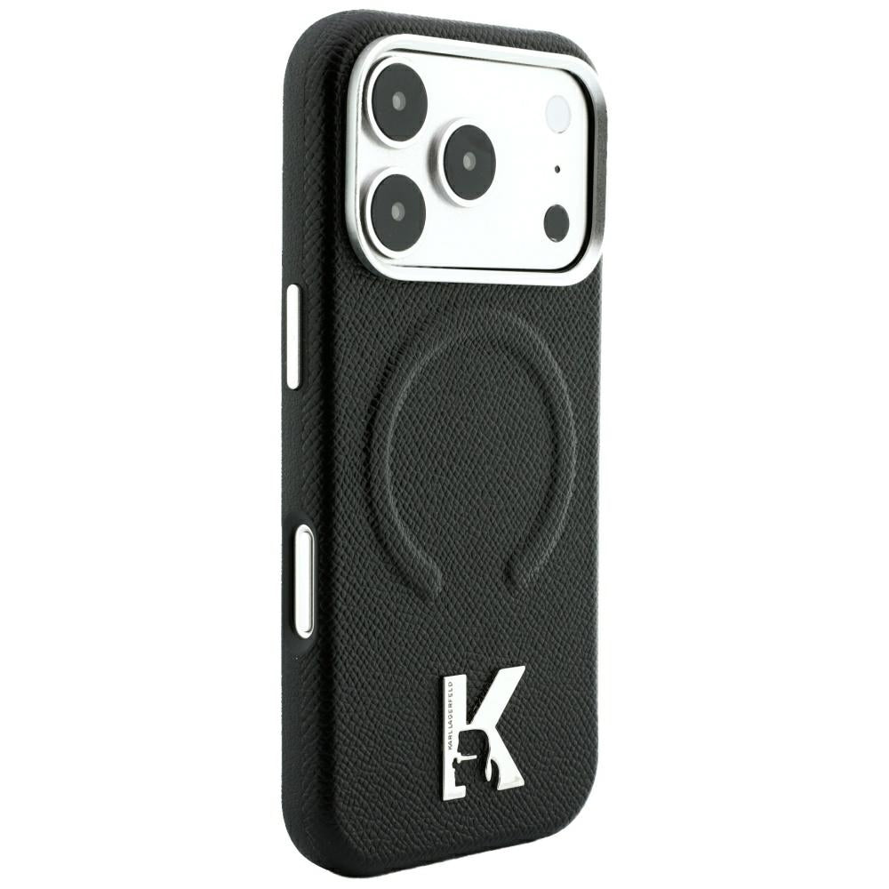 Husa MagSafe pentru Apple iPhone 18 Pro / 17 Pro, Karl Lagerfeld, Grained Embossed Ring , Neagra