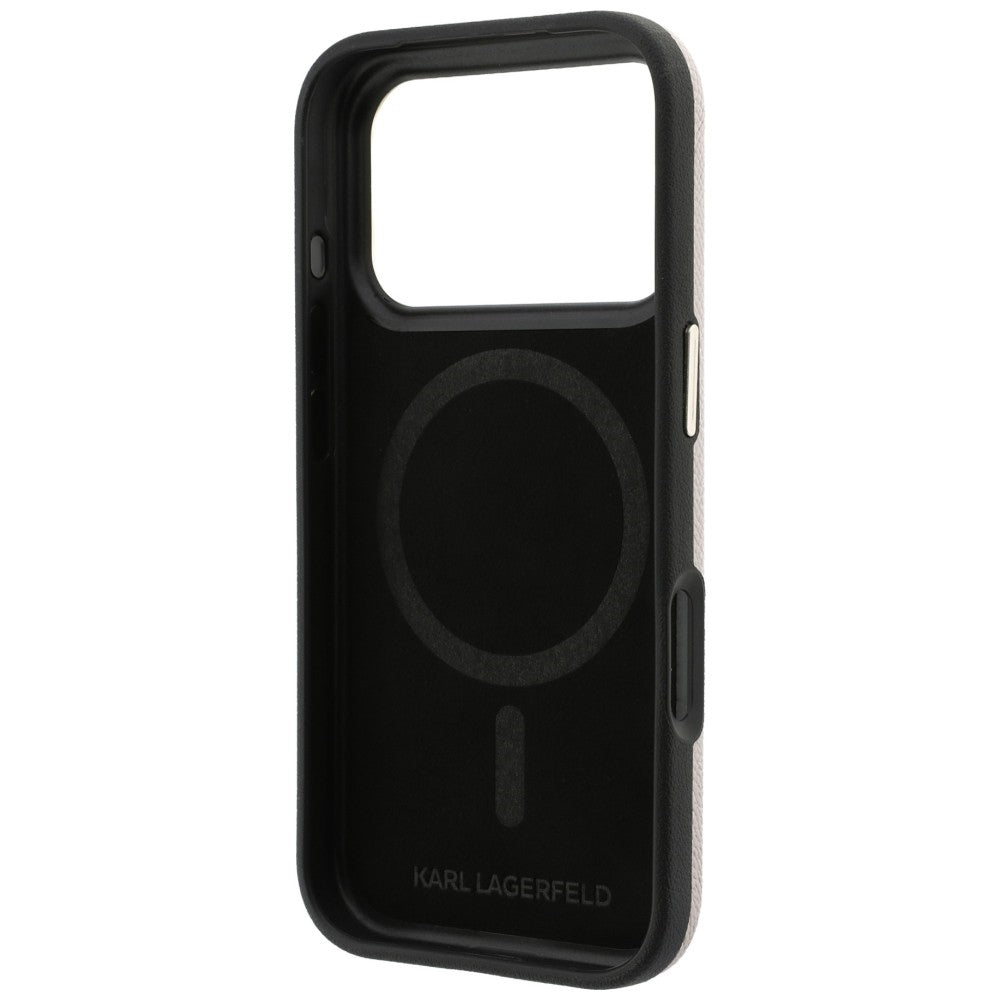 Husa MagSafe pentru Apple iPhone 18 Pro / 17 Pro, Karl Lagerfeld, Grained Resin Sign Logo, Roz
