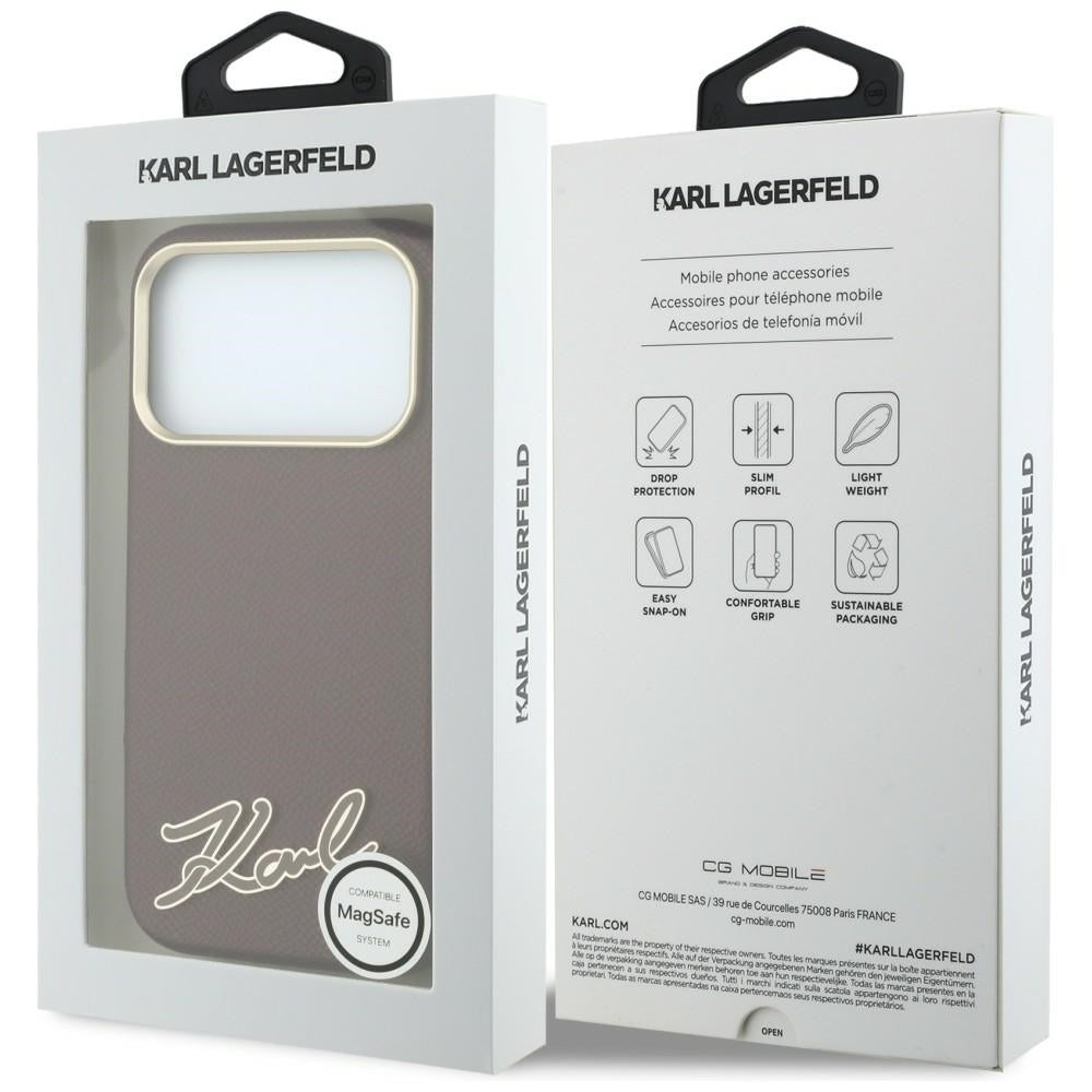 Husa MagSafe pentru Apple iPhone 18 Pro / 17 Pro, Karl Lagerfeld, Grained Resin Sign Logo, Visinie
