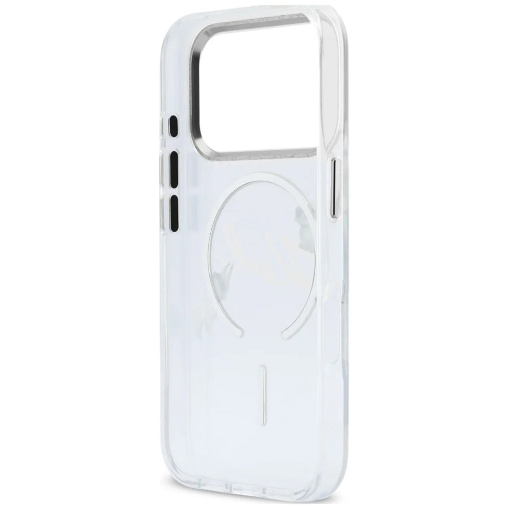 Husa MagSafe pentru Apple iPhone 18 Pro / 17 Pro, Karl Lagerfeld, IML Choupette Karl Script Logo, Transparenta