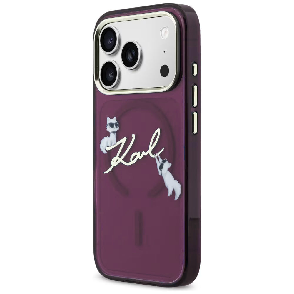 Husa MagSafe pentru Apple iPhone 18 Pro / 17 Pro, Karl Lagerfeld, IML Choupette Karl Script Logo, Visinie