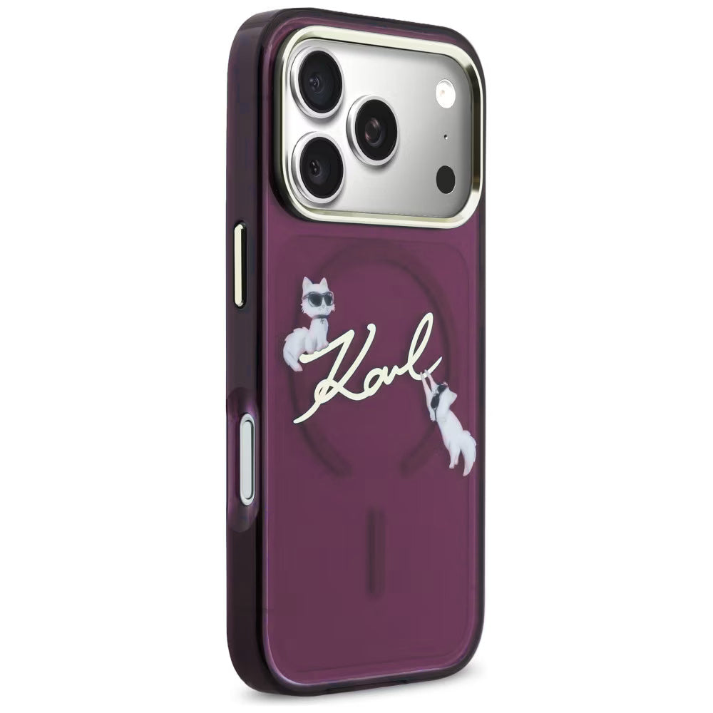 Husa MagSafe pentru Apple iPhone 18 Pro / 17 Pro, Karl Lagerfeld, IML Choupette Karl Script Logo, Visinie