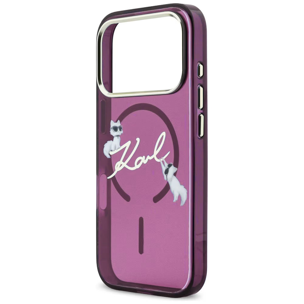 Husa MagSafe pentru Apple iPhone 18 Pro / 17 Pro, Karl Lagerfeld, IML Choupette Karl Script Logo, Visinie