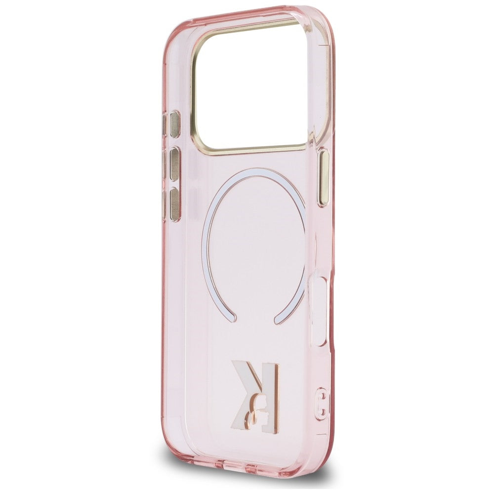 Husa MagSafe pentru Apple iPhone 18 Pro / 17 Pro, Karl Lagerfeld, IML Karl Head Logo, Roz